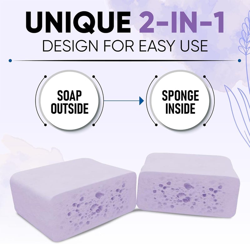 T. Taio Esponjabon Soap Sponge - Cleansing Shower Scrubber - Cleaning Bath Wash Scrub - Oil Removal - Massage & Lather Foot, Elbow, & Face - Bathroom Accessories - Fresh Lavender Scent - Image 2